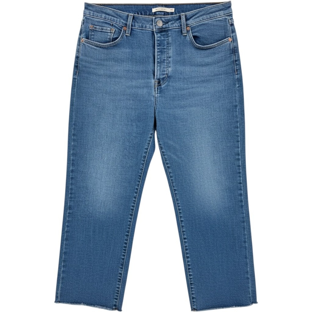 Levi's Wedgie Straight Blue Jeans 18W High Rise Raw Hem Button Fly Classic Plus